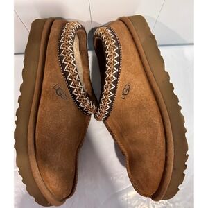 UGG Tasman Suede Slippers Women's 7 Chestnut Brown Embroidered Braid 
Mule Boho